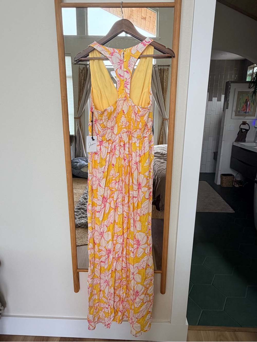 Japna Yellow & Pink Floral Racerback Maxi Sundress - Picture 4 of 4